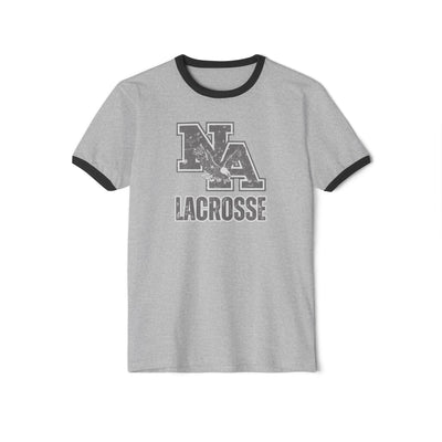 Adult Unisex Vintage Distressed Classic Logo Lacrosse Graphic Short Sleeve Ringer Tee