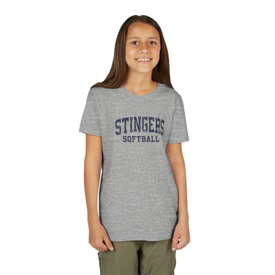 Youth Stingers Softball Vintage Distressed Graphic Short Sleeve Bella + Canvas Soft Tee