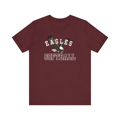 Adult Unisex Flying Softball Eagle Graphic Short Sleeve Soft Tee