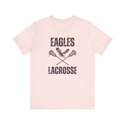 Adult Unisex Distressed Eagles Lacrosse Graphic Short Sleeve Soft Tee