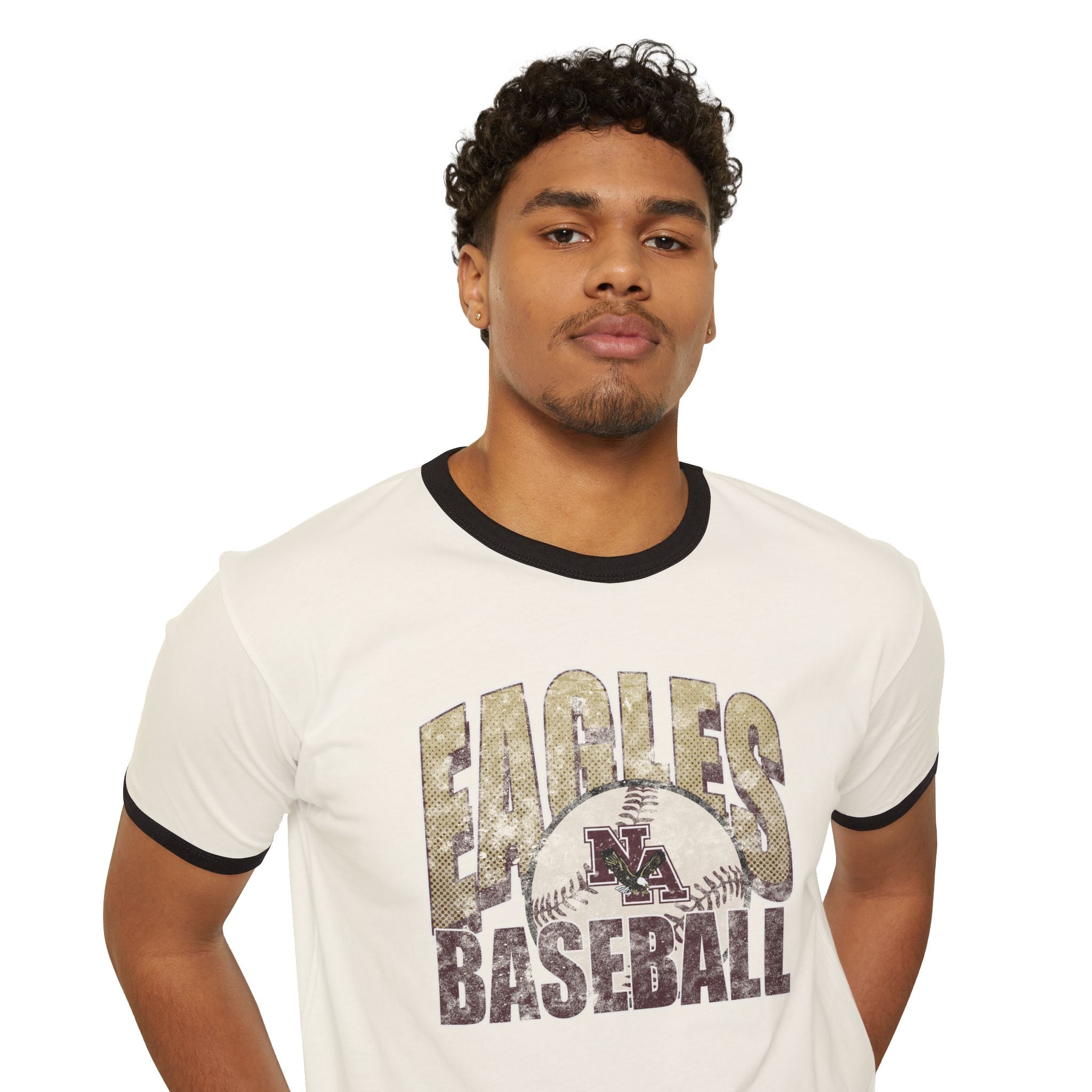 Adult Unisex New Albany Eagles Distressed Dugout Graphic Short Sleeve Ringer Tee