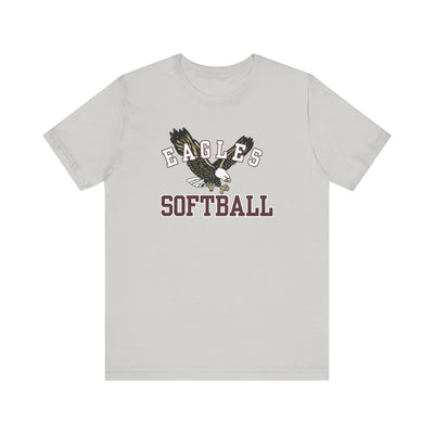 Adult Unisex Flying Softball Eagle Graphic Short Sleeve Soft Tee