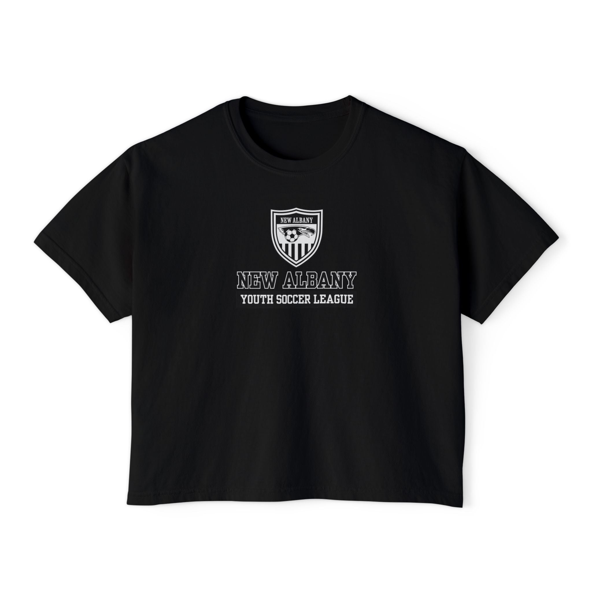 Women's New Albany Youth Soccer League Game Day Graphic Boxy Crop Short Sleeve Tee