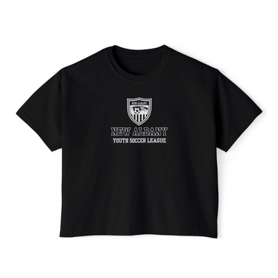 Women's New Albany Youth Soccer League Game Day Graphic Boxy Crop Short Sleeve Tee