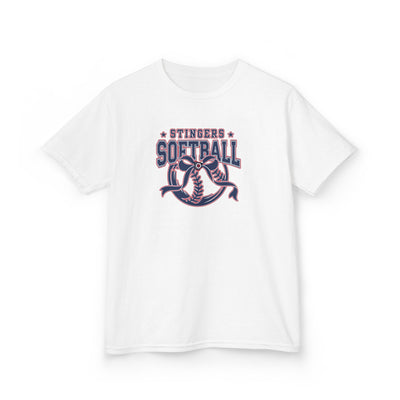 Youth Stingers Softball Spirit Bow Graphic Short Sleeve Gildan Heavy Tee