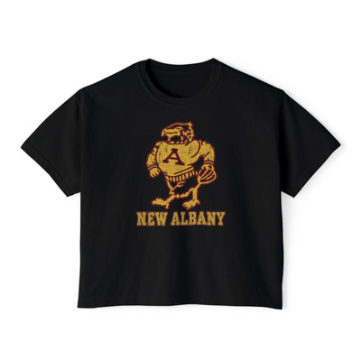 Women's New Albany Old School Eagle Graphic Boxy Crop Short Sleeve Tee