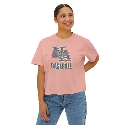 Women's Vintage Faded Logo Baseball Boxy Crop Short Sleeve Tee