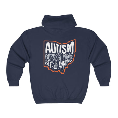 Adult Unisex "Autism See The Amazing" Bridgeway Graphic Full Zip Hooded Sweatshirt Jacket