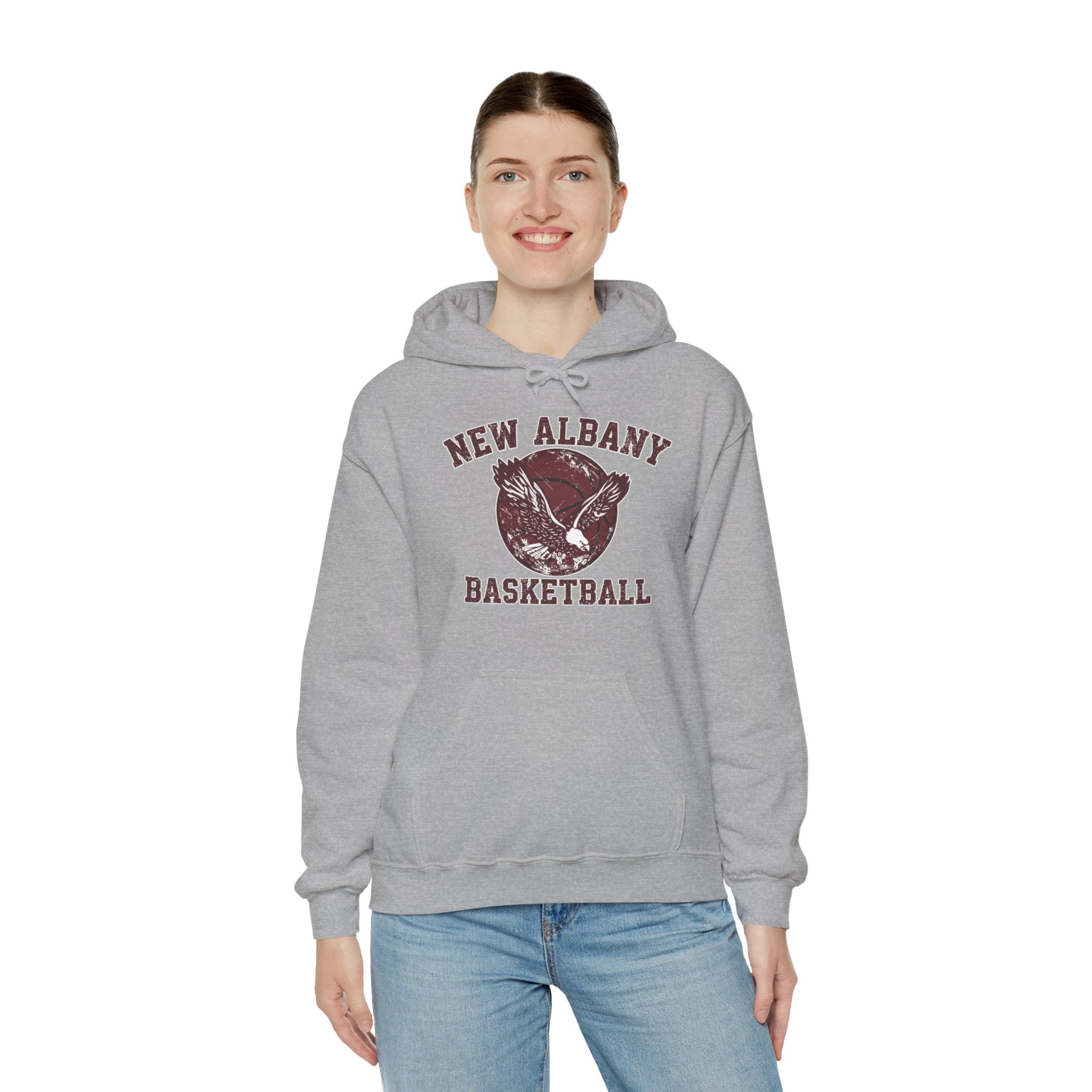 Adult Unisex New Albany Eagles Basketball Vintage Victory Graphic Hoodie