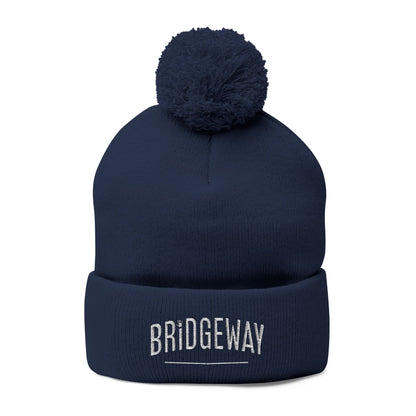 Bridgeway Pom Pom Knit Hat with Embroidered White Logo