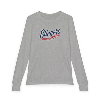 Youth Stingers Softball Stitches Graphic Bella + Canvas Long Sleeve Soft Tee