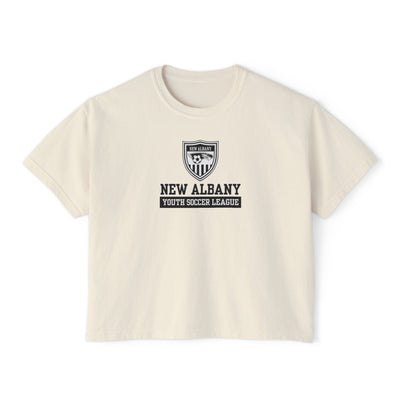 Women's New Albany Youth Soccer League Game Day Graphic Boxy Crop Short Sleeve Tee