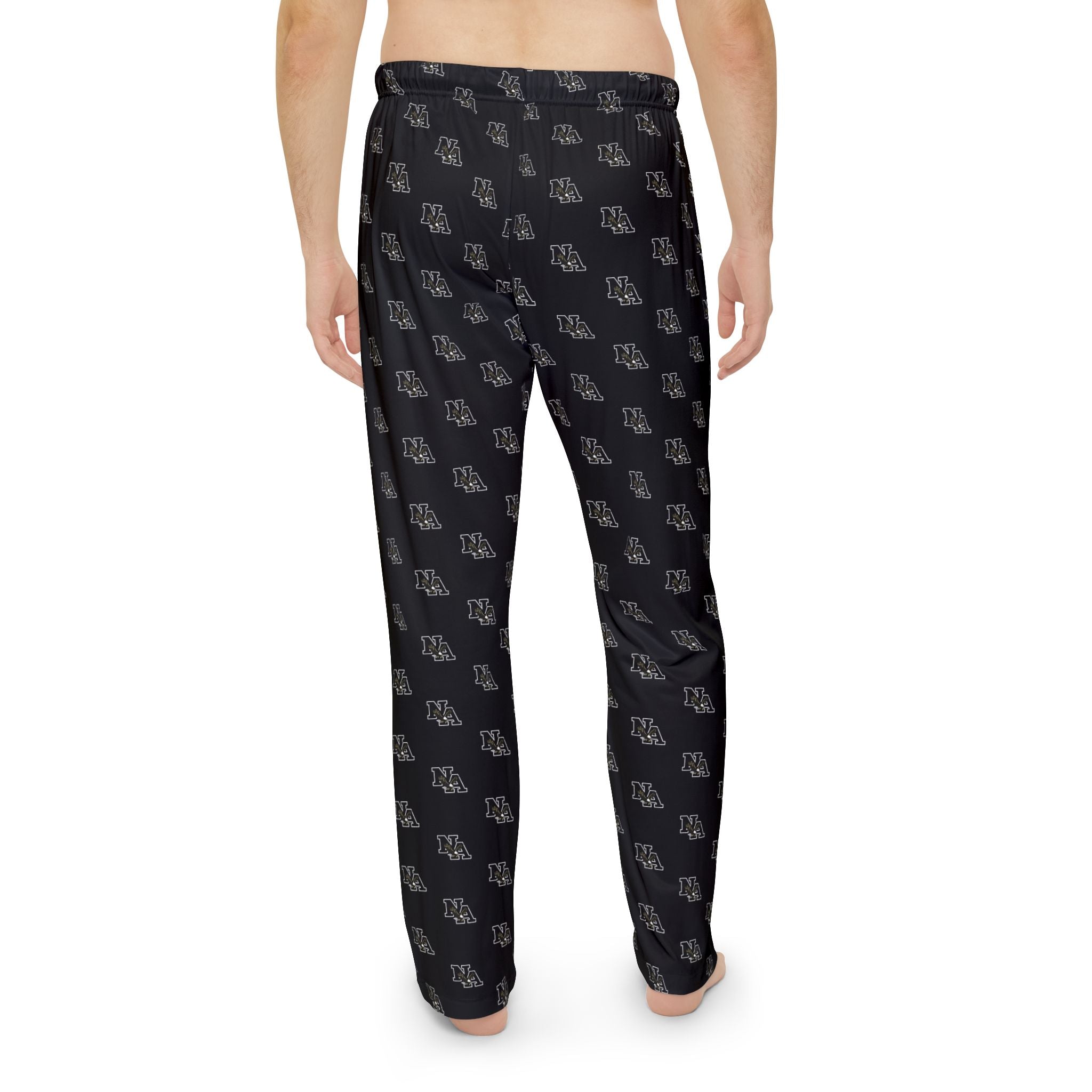 Men's Pajama Pant in Black with Allover Classic Black Logo Print