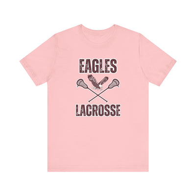 Adult Unisex Distressed Eagles Lacrosse Graphic Short Sleeve Soft Tee