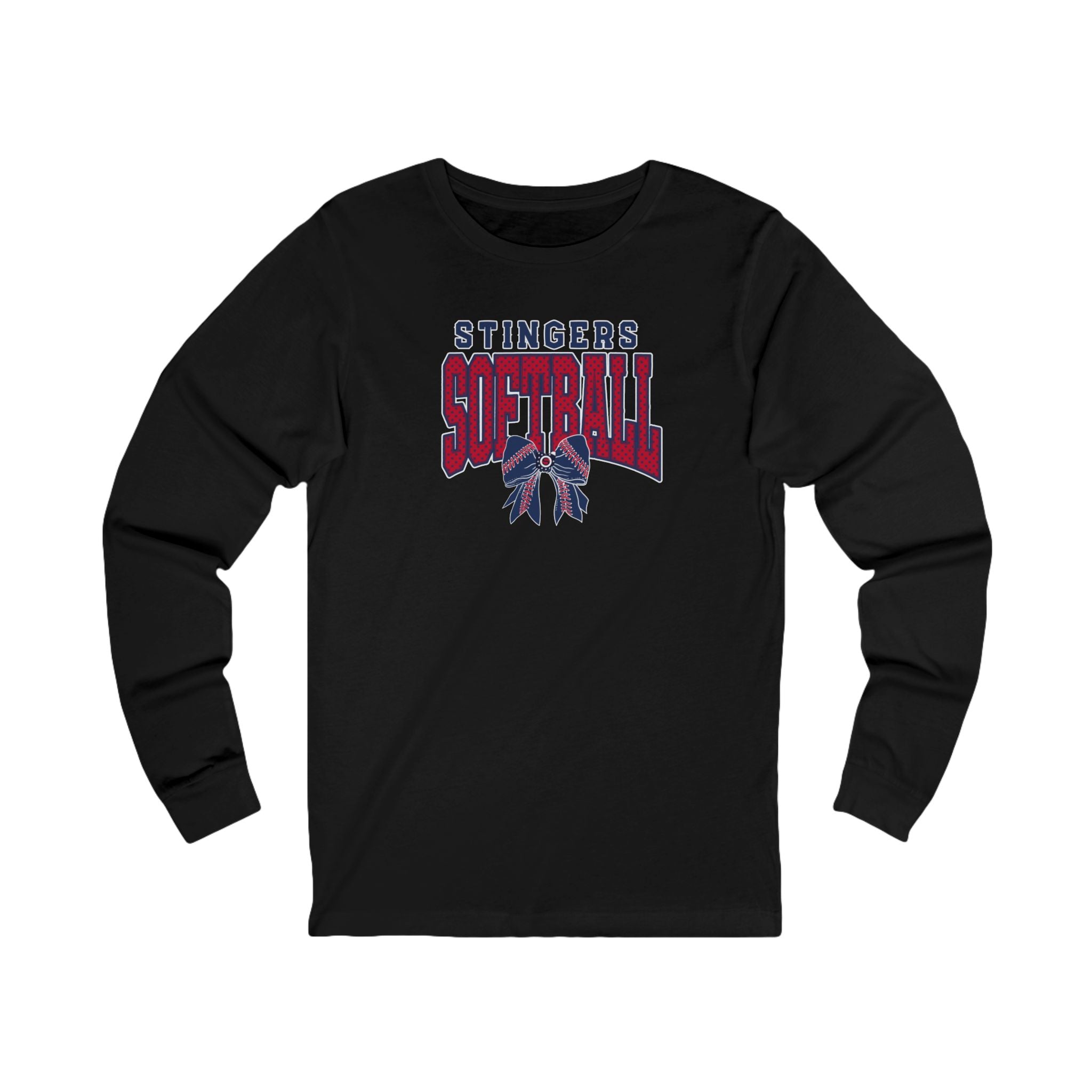 Adult Unisex Stingers Softball Stitched Bow Graphic Long Sleeve Bella + Canvas Soft Tee