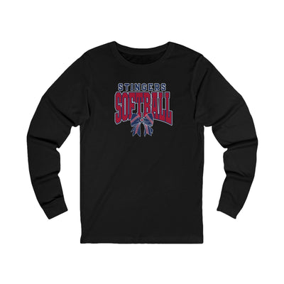 Adult Unisex Stingers Softball Stitched Bow Graphic Long Sleeve Bella + Canvas Soft Tee