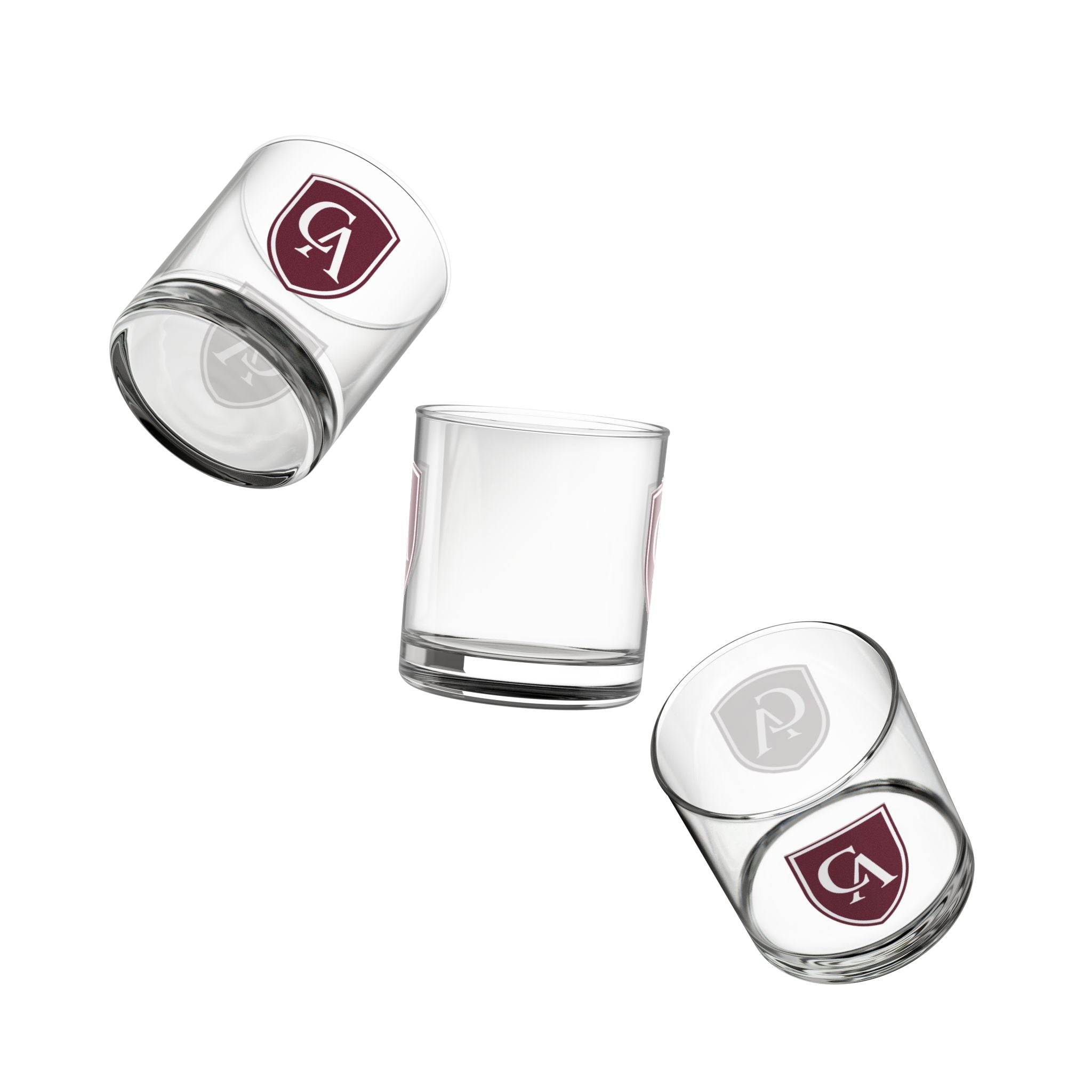 Columbus Academy Logo Graphic Rocks Glass