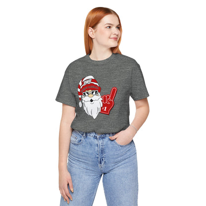 Adult Unisex OWU Bishops Baseball Spirited Santa Graphic Short Sleeve Soft Tee