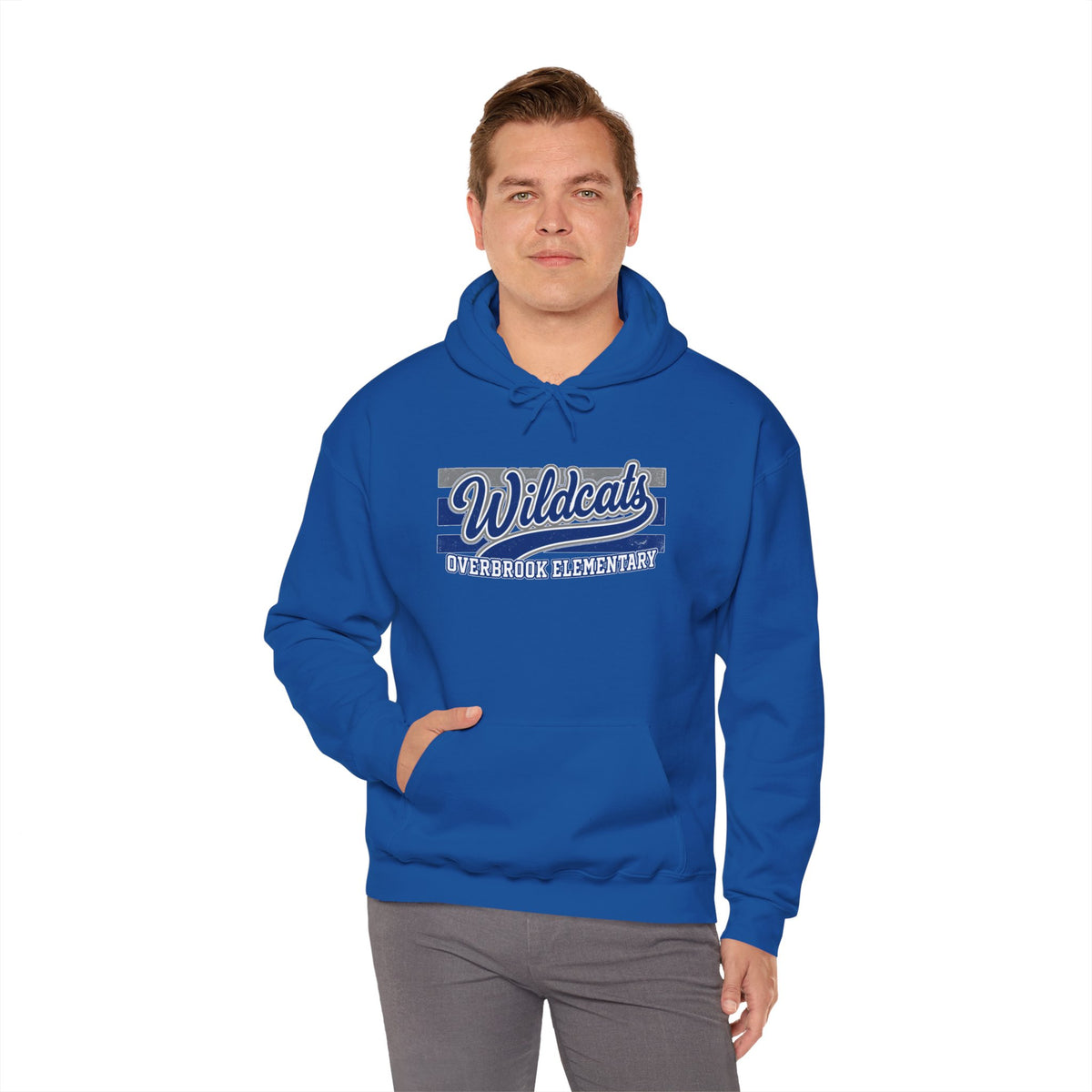 Adult Unisex Overbrook Elementary Wildcats Vintage Distressed Spirit Graphic Hoodie
