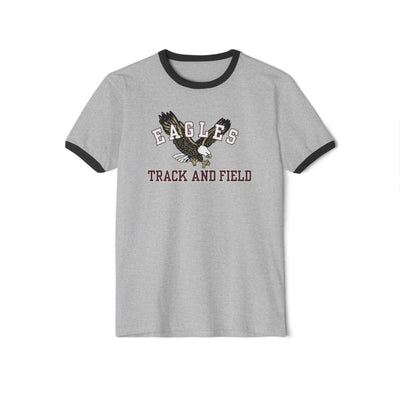 Adult Unisex Flying Track and Field Eagle Graphic Short Sleeve Ringer Tee