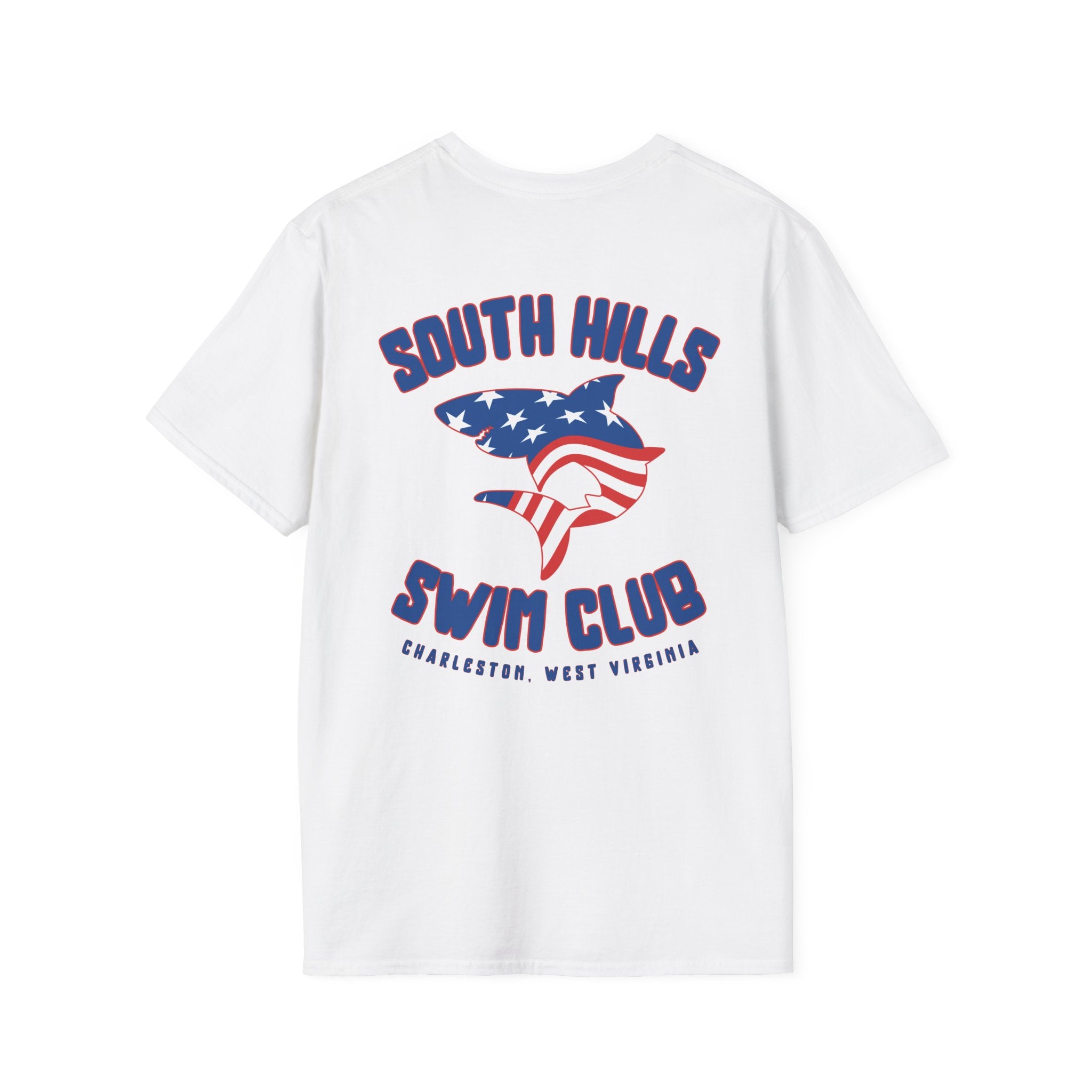 Adult Unisex South Hills Swim Club Patriotic Graphic Short Sleeve Gildan Softstyle Tee