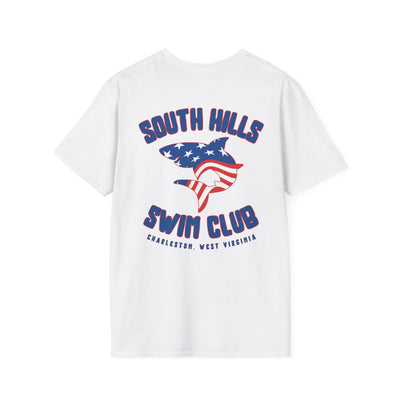 Adult Unisex South Hills Swim Club Patriotic Graphic Short Sleeve Gildan Softstyle Tee