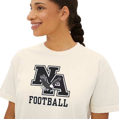 Women's Classic Logo Black Football Graphic Boxy Crop Short Sleeve Tee