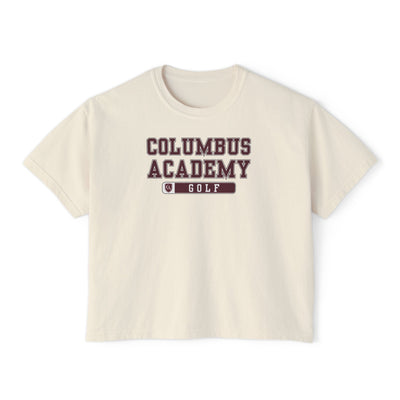 Women's Columbus Academy Golf Graphic Boxy Crop Short Sleeve Tee