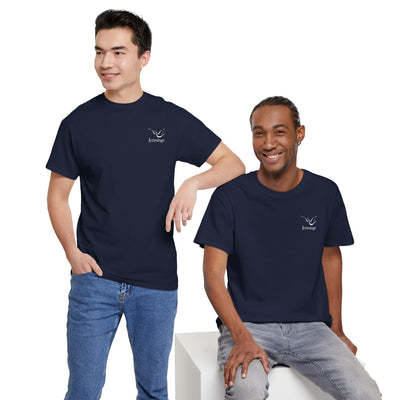 Adult Unisex Heavy Cotton Short Sleeve Tee - White Jennings Logo