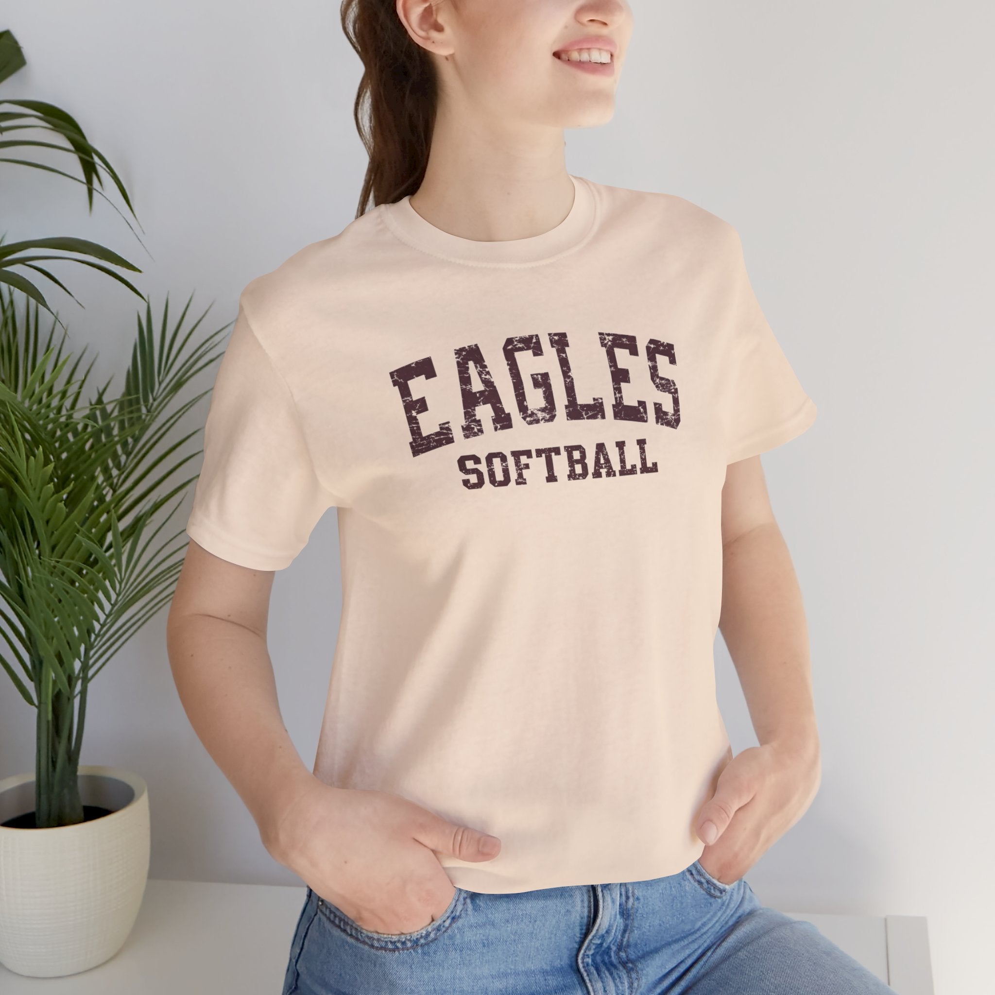 Adult Unisex New Albany Eagles Softball Vintage Distressed Graphic Short Sleeve Soft Tee