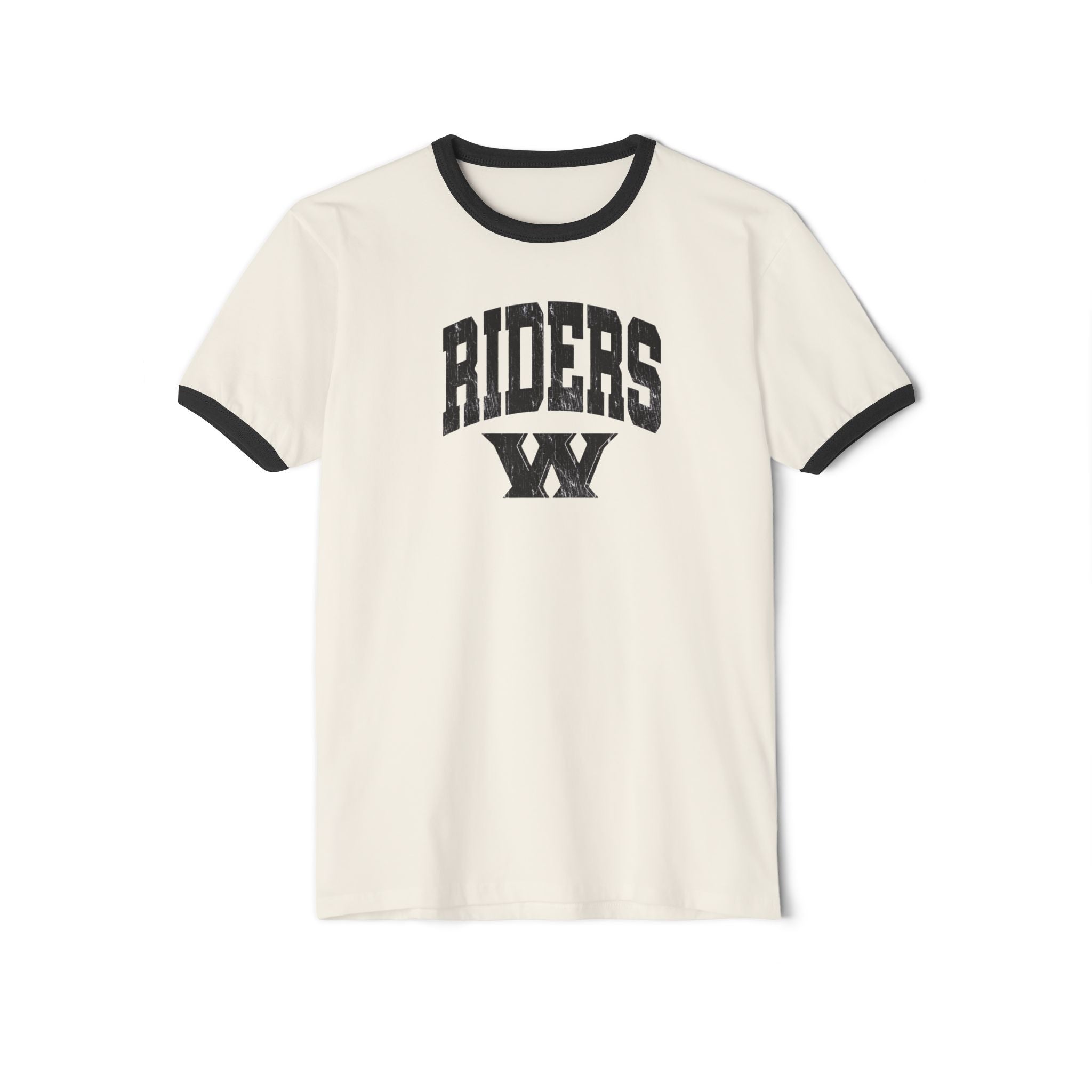 Adult Unisex Riders Arch Vintage Distressed W Graphic Short Sleeve Ringer Tee