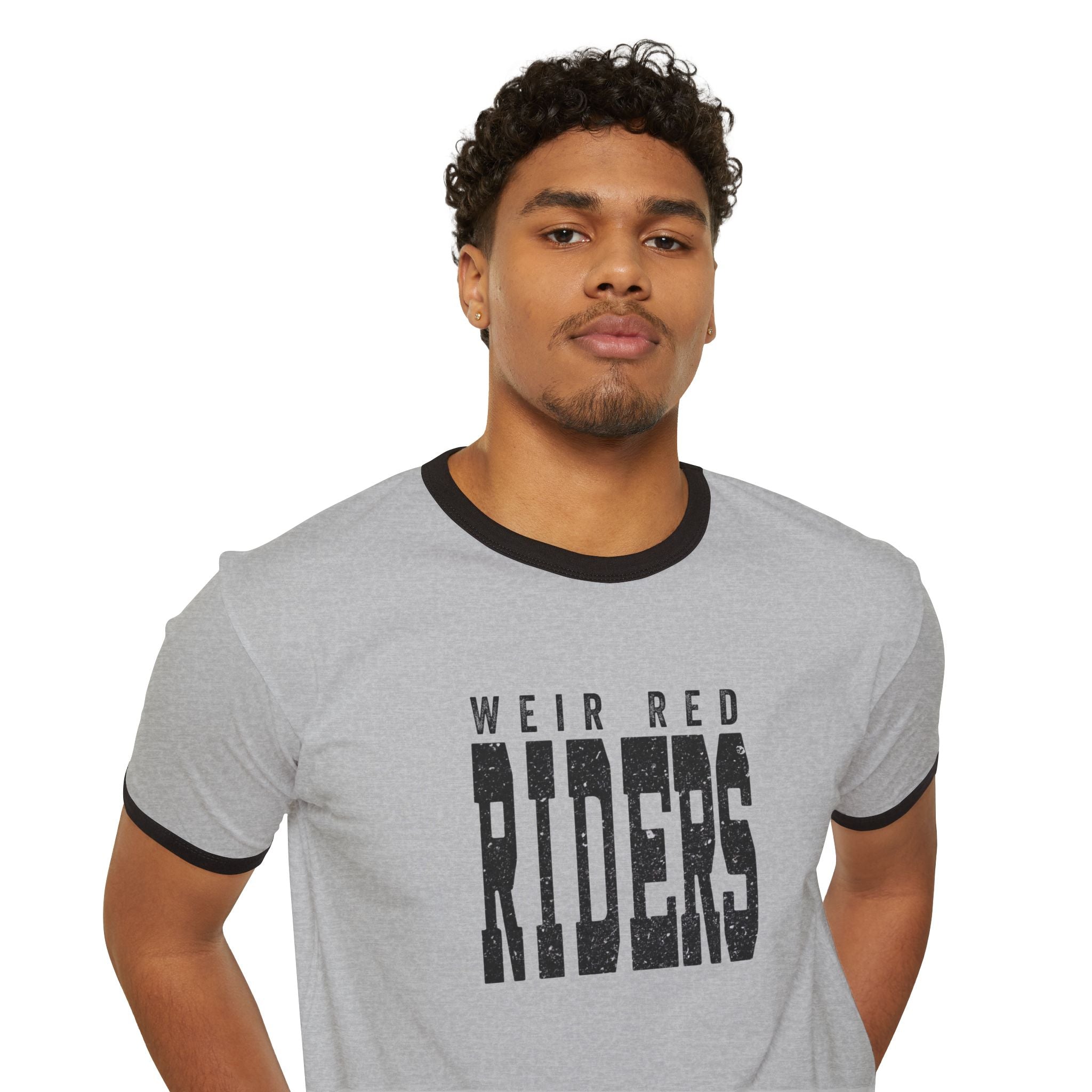Adult Unisex Weir Red Riders Distressed Enlarged Graphic Short Sleeve Ringer Tee