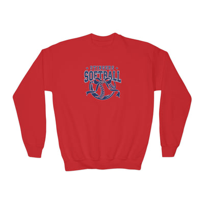 Youth Stingers Softball Spirit Bow Graphic Gildan Heavy Blend Sweatshirt