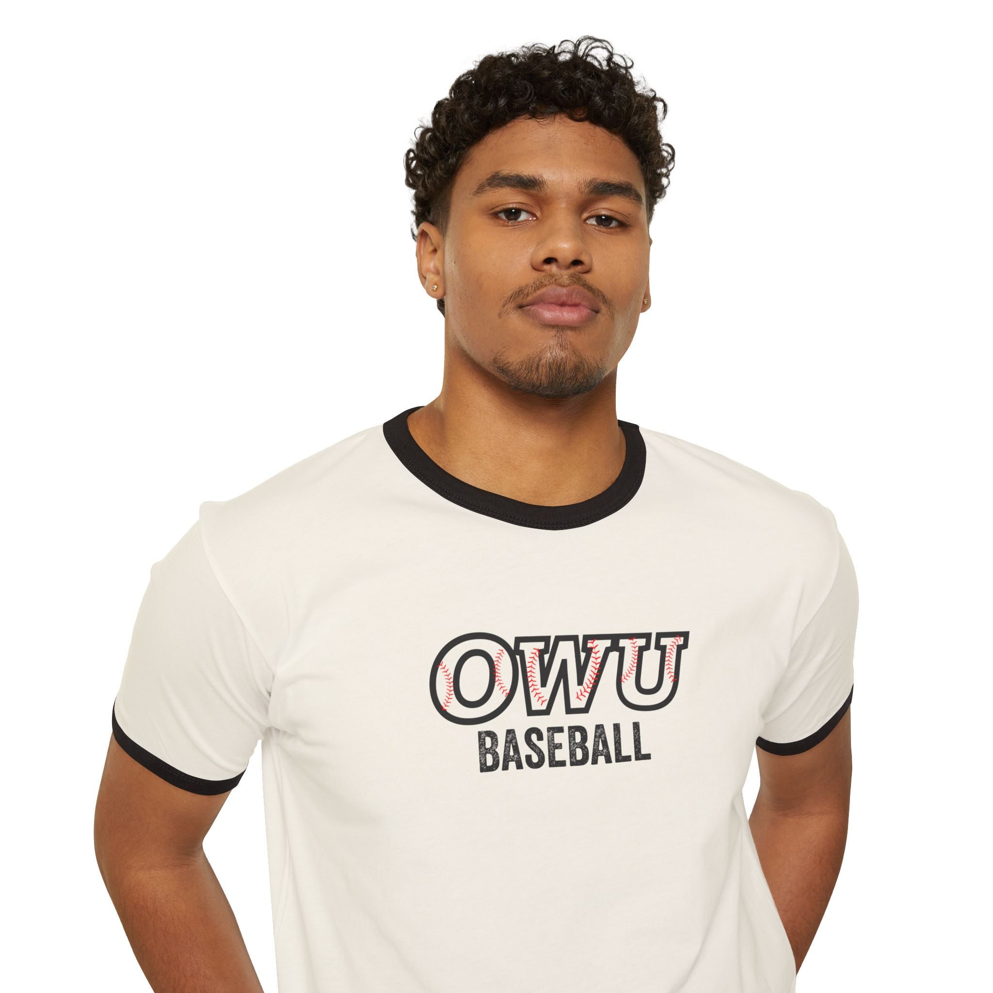 Adult Unisex OWU Baseball Stitches Graphic Short Sleeve Ringer Tee