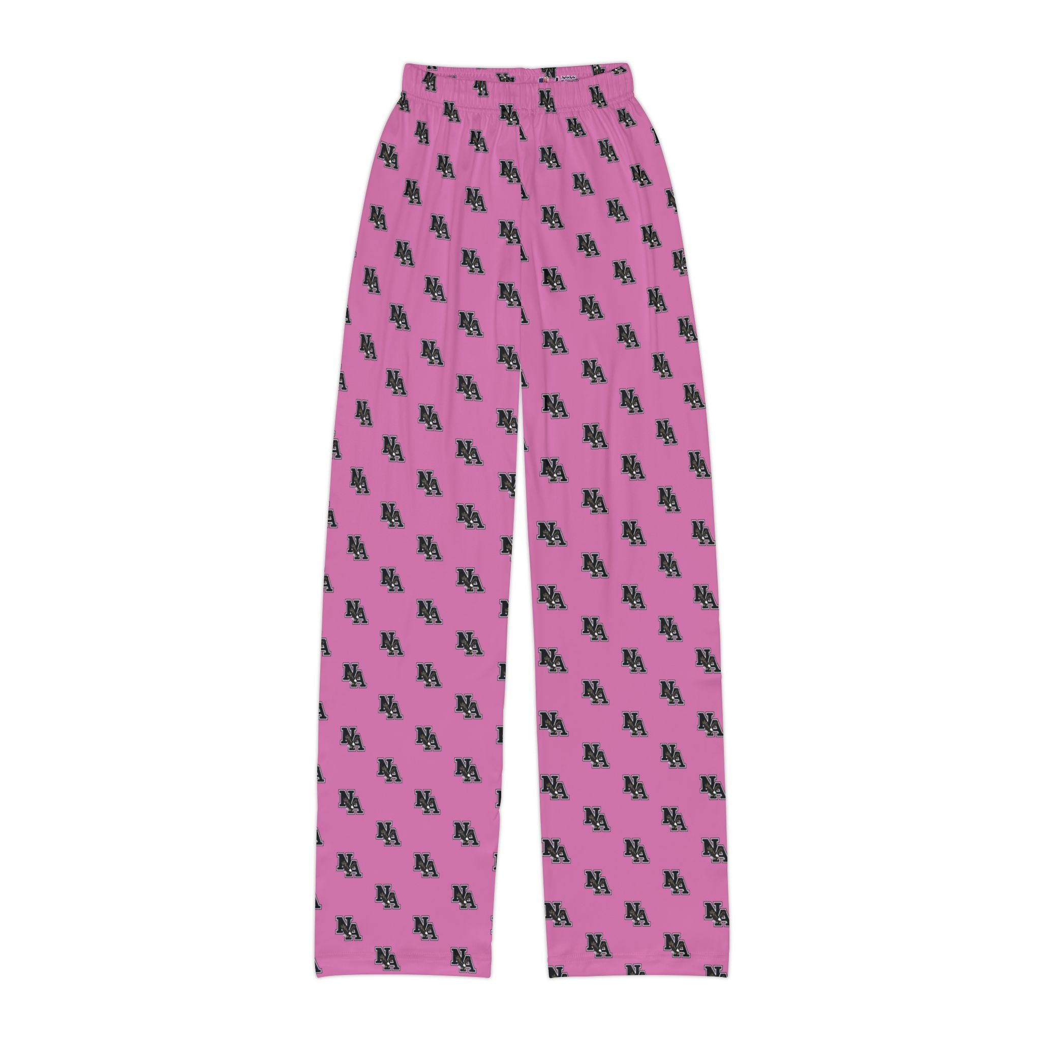 Youth Pajama Pant in Pink with Allover Classic Black Logo Print