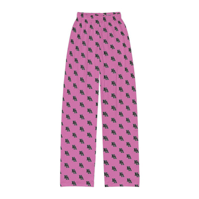 Youth Pajama Pant in Pink with Allover Classic Black Logo Print - PINK OCTOBER