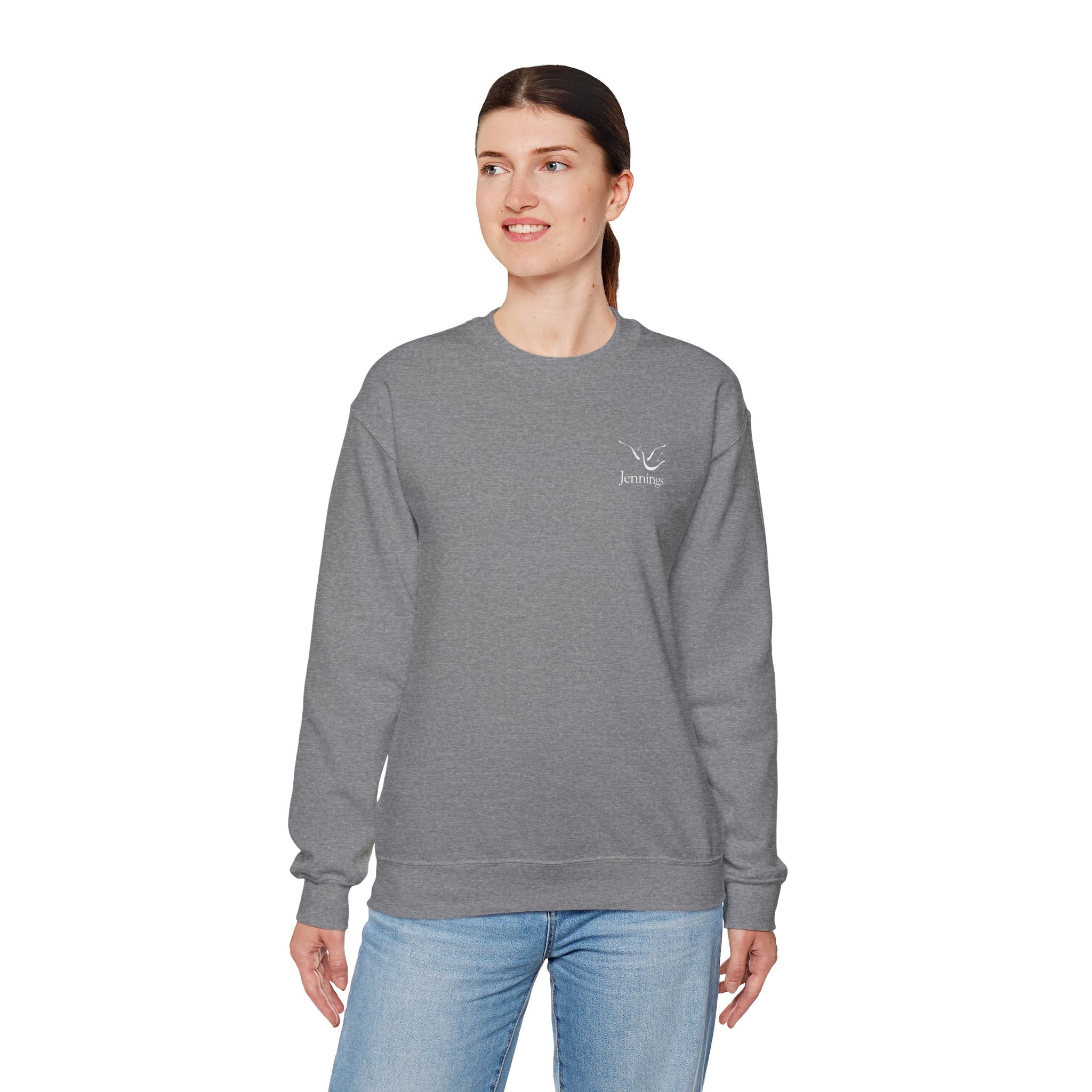 Adult Unisex Heavy Blend Sweatshirt - White Jennings Logo