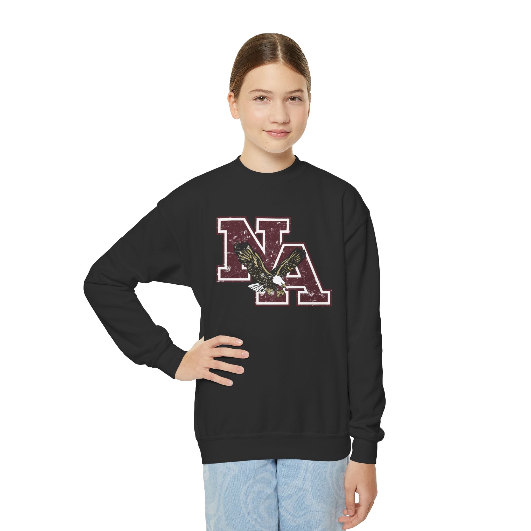 Youth Maroon Vintage Distressed Logo Graphic Sweatshirt