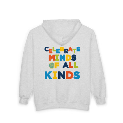 Adult Unisex Celebrate Minds Of All Kinds Graphic Full-Zip Sweatshirt