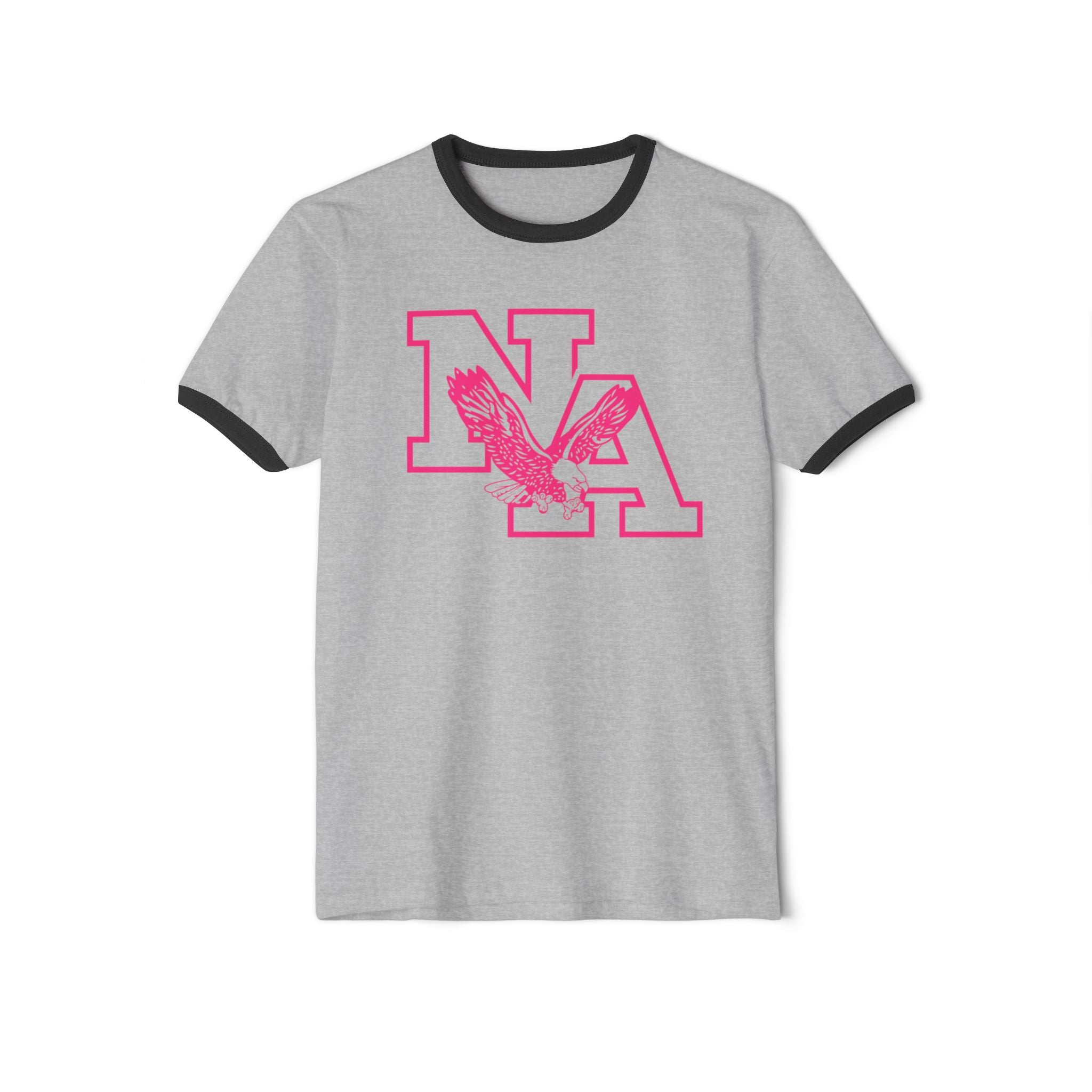 Adult Unisex Neon Pink Power Logo Graphic Ringer Tee - PINK OCTOBER