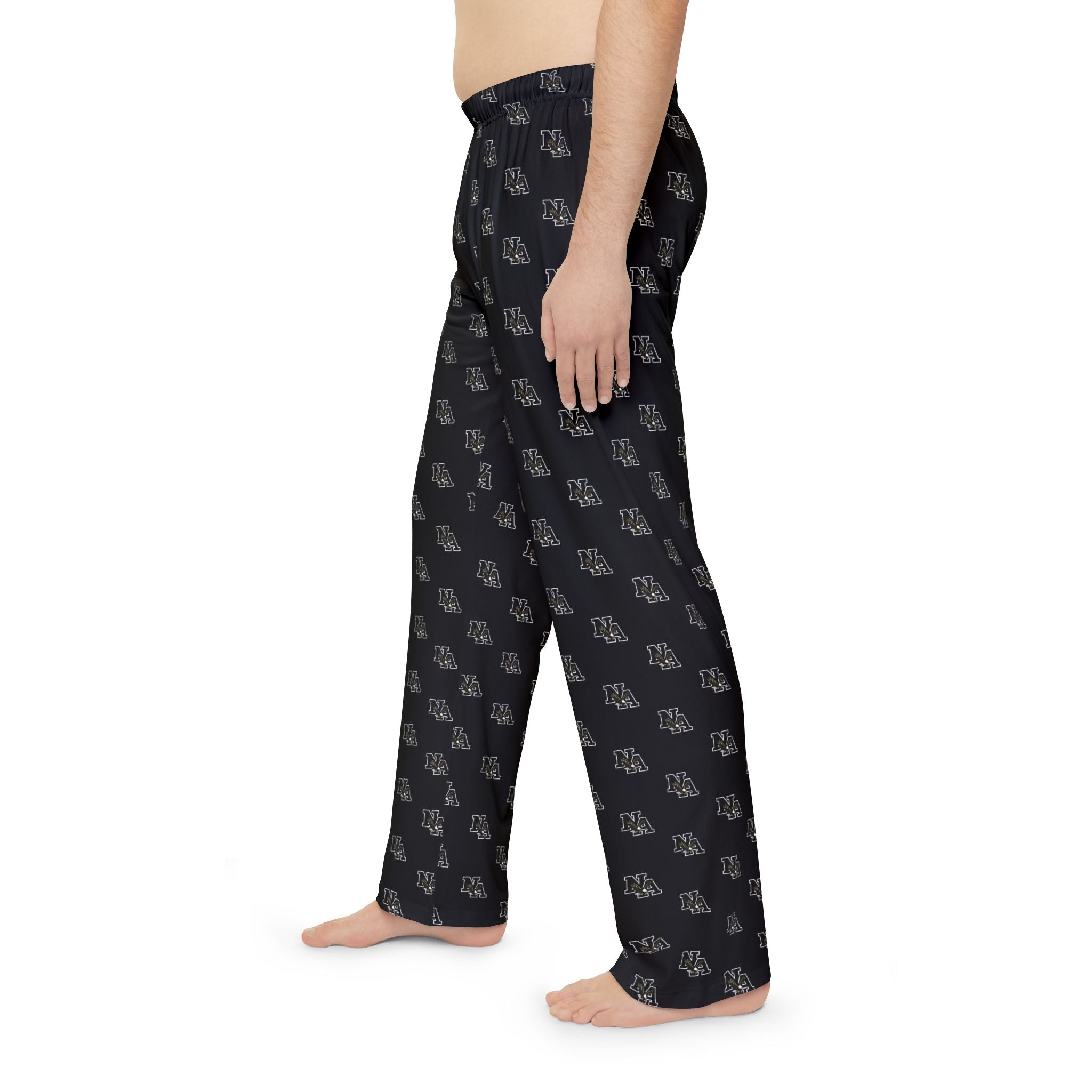 Men's Pajama Pant in Black with Allover Classic Black Logo Print