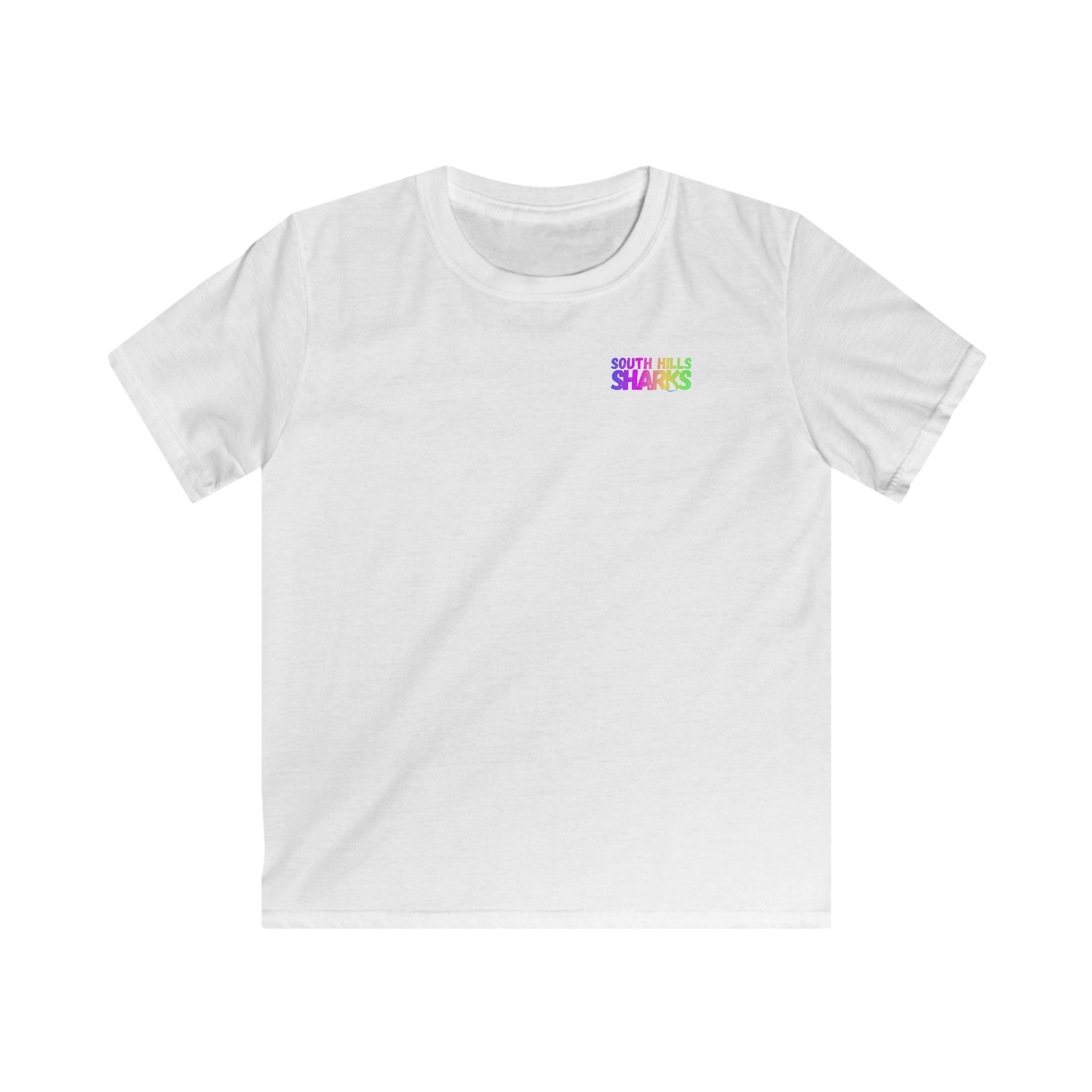 Youth South Hills Swim Team Neon Rainbow Graphic Short Sleeve Gildan Softstyle Tee