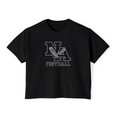 Women's New Albany Tonal Football Logo Graphic Boxy Crop Short Sleeve Tee