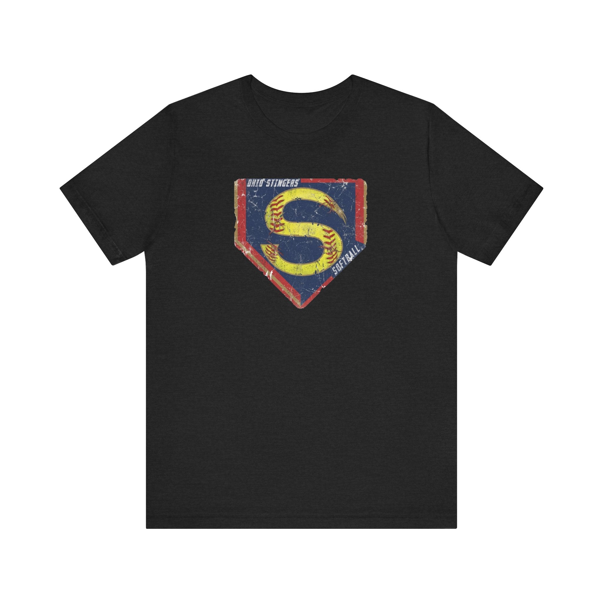 Adult Unisex Stingers Softball Distressed Logo Graphic Short Sleeve Bella + Canvas Soft Tee