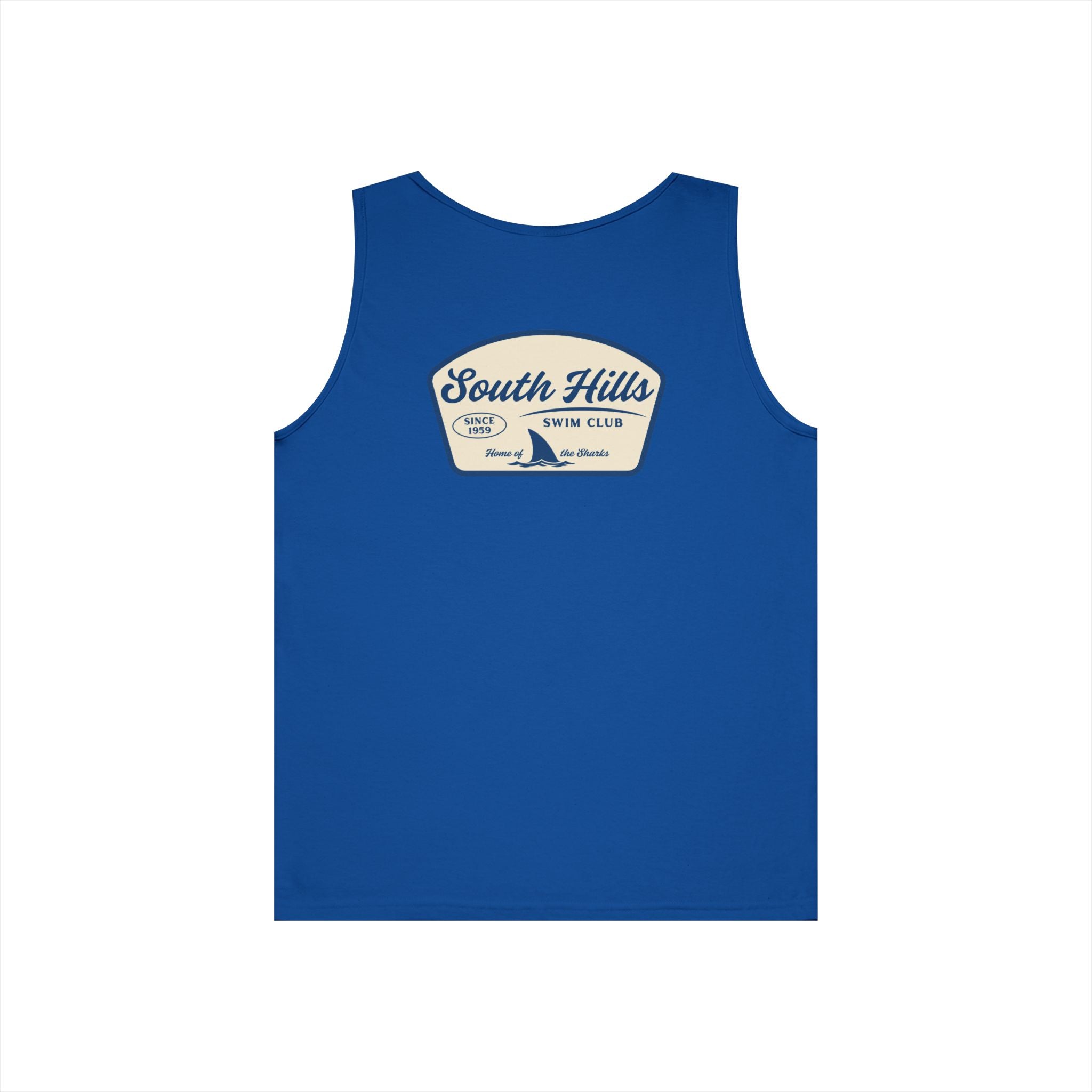 Adult Unisex South Hills Swim Club Home of the Sharks Graphic Tank