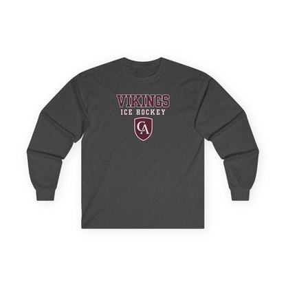 Adult Unisex Columbus Academy Vikings Ice Hockey Graphic Gildan Long Sleeve Tee