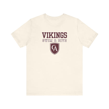 Adult Unisex Columbus Academy Vikings Swim & Dive Graphic Short Sleeve Bella + Canvas Soft Tee