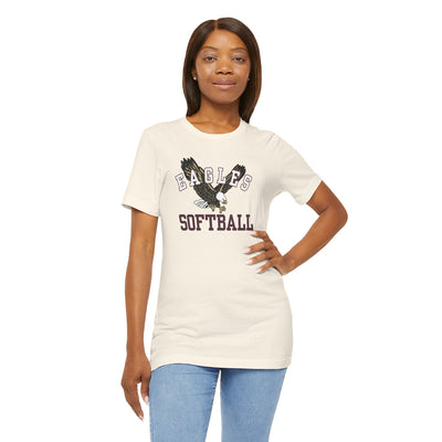 Adult Unisex Flying Softball Eagle Graphic Short Sleeve Soft Tee