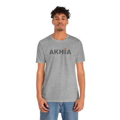 Adult Unisex Grey Logo Graphic Short Sleeve Soft Tee - Akhia