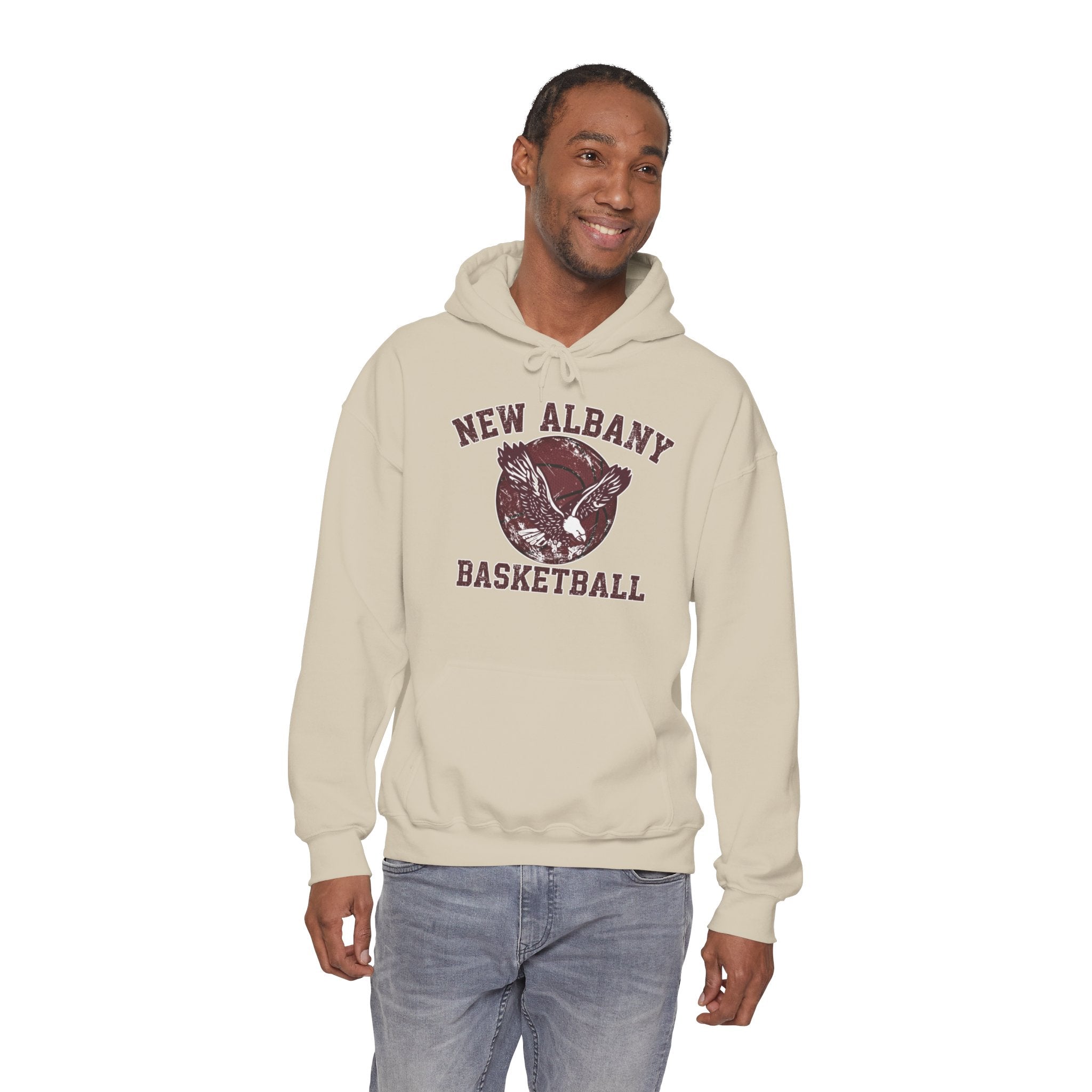 Adult Unisex New Albany Eagles Basketball Vintage Victory Graphic Hoodie